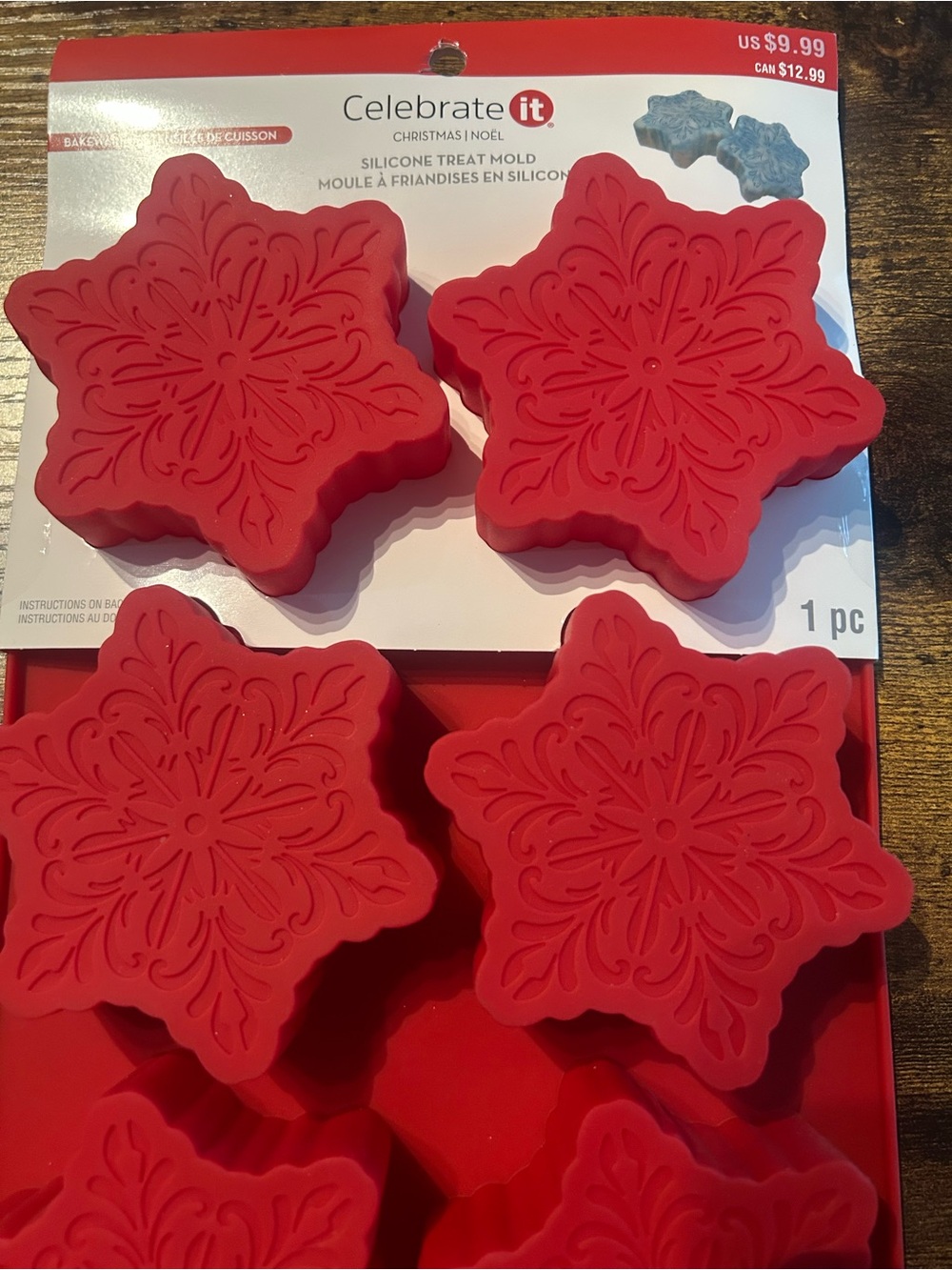 Celebrate It Red Snowflake Silicone Treat Tray - 6 Cavities - Picture 3 of 6